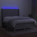 cadre de lit matelas LED Gris clair 140x200 cm Tissu