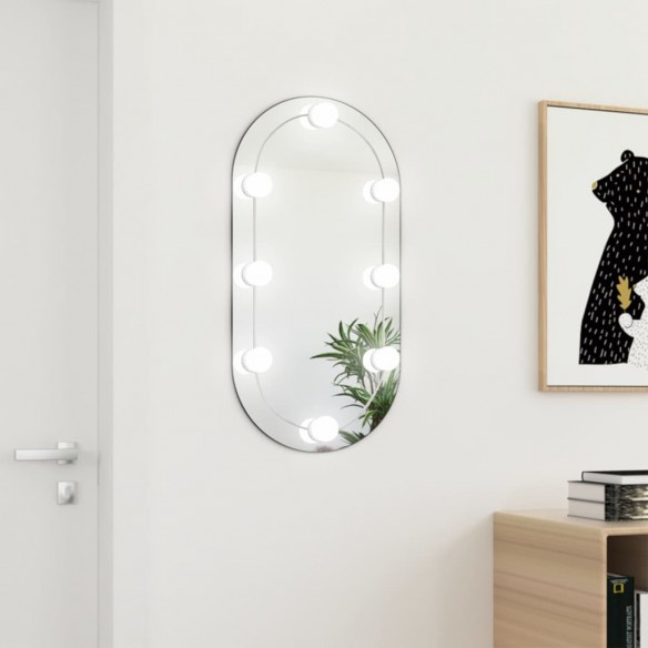 Miroir avec éclairage LED 80x40 cm Verre Ovale