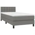 cadre de lit avec matelas Gris foncé 90x200 cm Tissu