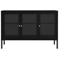 Buffet Noir 105x35x70 cm Acier et verre