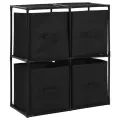Armoire de rangement avec 4 paniers tissu Noir 63x30x71cm Acier