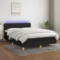 cadre de lit avec matelas LED Noir 140x200 cm Tissu