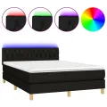 cadre de lit avec matelas LED Noir 140x200 cm Tissu