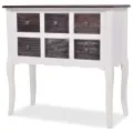 Armoire de console 6 tiroirs Marron et blanc Bois