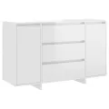 Buffet avec 3 tiroirs Blanc brillant 120x41x75 cm Aggloméré
