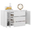 Buffet avec 3 tiroirs Blanc brillant 120x41x75 cm Aggloméré