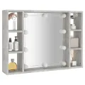 Armoire à miroir avec LED Gris béton 76x15x55 cm