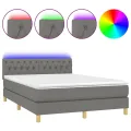 cadre de lit et matelas et LED Gris foncé 140x190 cm