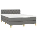 cadre de lit et matelas et LED Gris foncé 140x190 cm