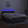 cadre de lit et matelas et LED Gris foncé 140x190 cm