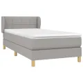 cadre de lit avec matelas Gris clair 90x200 cm Tissu