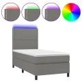 cadre de lit et matelas et LED Gris foncé 100x200 cm