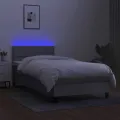 cadre de lit avec matelas et LED Gris clair 90x200cm