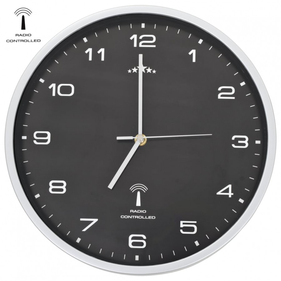 Horloge murale radioguidée avec mouvement à quartz 31 cm Noir