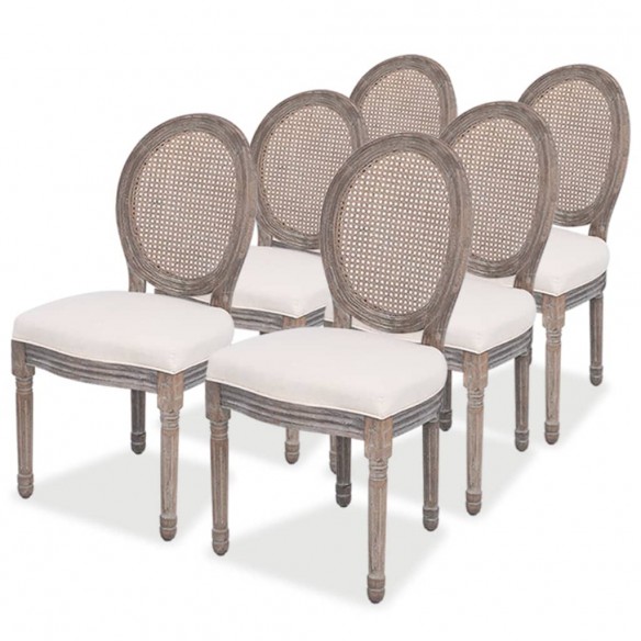 Chaises à manger lot de 6 crème tissu