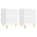 Tables de chevet avec pieds en bois 2 pcs Blanc 40x30x50 cm