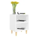 Tables de chevet avec pieds en bois 2 pcs Blanc 40x30x50 cm