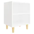 Tables de chevet avec pieds en bois 2 pcs Blanc 40x30x50 cm