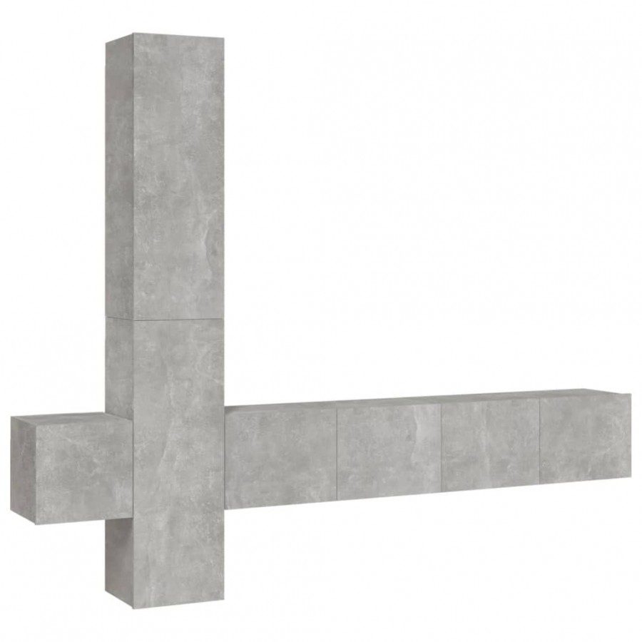 Ensemble de meubles TV 5 pcs Gris béton Bois d'ingénierie