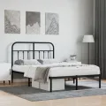 Cadre de lit métal avec tête de lit noir 120x190 cm