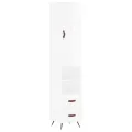 Buffet haut Blanc brillant 34,5x34x180 cm Bois d'ingénierie