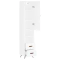 Buffet haut Blanc brillant 34,5x34x180 cm Bois d'ingénierie