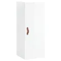 Buffet haut Blanc brillant 34,5x34x180 cm Bois d'ingénierie