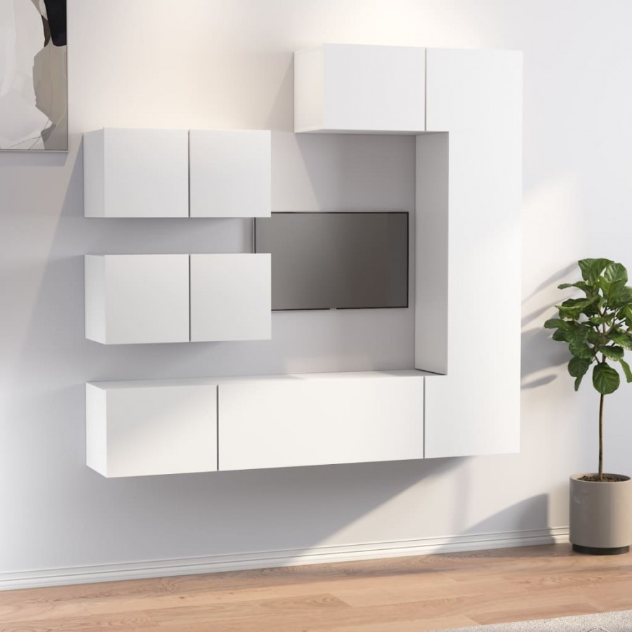 Ensemble de meubles TV 6 pcs Blanc Bois d'ingénierie