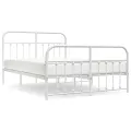 Cadre de lit métal avec tête de lit/pied de lit blanc 135x190cm