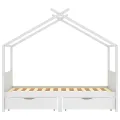 Cadre de lit enfant avec tiroirs blanc pin massif 90x200 cm