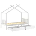 Cadre de lit enfant avec tiroirs blanc pin massif 90x200 cm