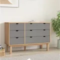 Commode OTTA marron et gris 111x43x73,5 cm bois de pin massif
