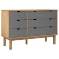 Commode OTTA marron et gris 111x43x73,5 cm bois de pin massif