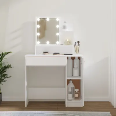 Coiffeuse avec LED Blanc 86,5x35x136 cm