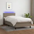 cadre de lit avec matelas LED Taupe 100x200 cm Tissu