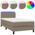 cadre de lit avec matelas LED Taupe 100x200 cm Tissu