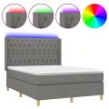cadre de lit matelas LED Gris foncé 140x190 cm Tissu