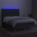 cadre de lit matelas LED Gris foncé 140x190 cm Tissu