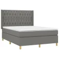 cadre de lit matelas LED Gris foncé 140x190 cm Tissu