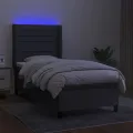 cadre de lit matelas LED Gris foncé 100x200 cm Tissu