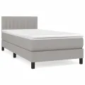 cadre de lit avec matelas Gris clair 100x200cm Tissu
