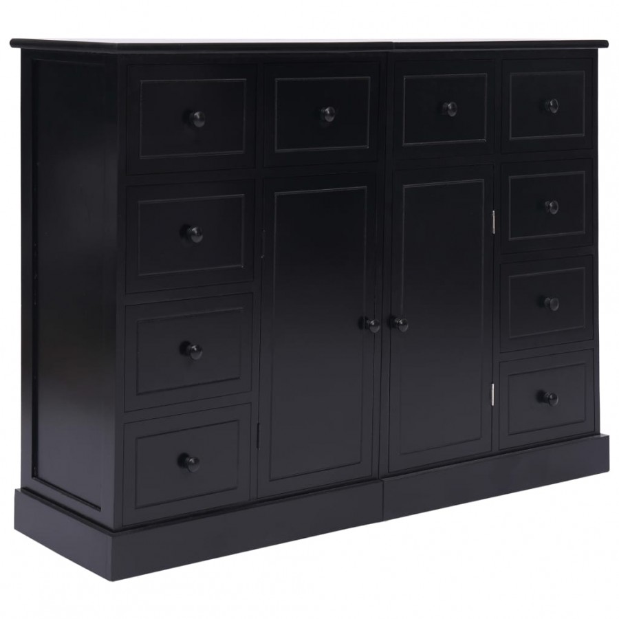 Buffet avec 10 tiroirs Noir 113x30x79 cm Bois