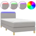 cadre de lit matelas LED Gris clair 100x200 cm Tissu