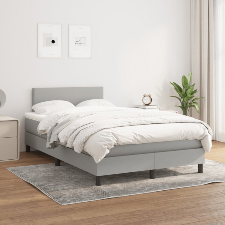 cadre de lit avec matelas Gris clair 120x200cm Tissu