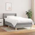cadre de lit avec matelas Gris clair 100x200cm Tissu