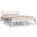 Cadre de lit Blanc Bois de pin massif 140x190 cm