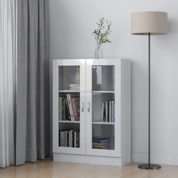 Armoire à vitrine Blanc brillant 82,5x30,5x115 cm Aggloméré