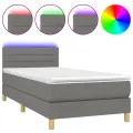 cadre de lit avec matelas et LED Gris foncé 90x190cm
