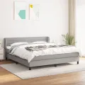 cadre de lit avec matelas Gris clair 160x200cm Tissu