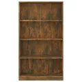 Bibliothèque 4 niveaux Chêne fumé 80x24x142cm Bois d'ingénierie
